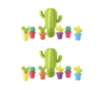 Lurrose Lot de 2 Sets de Bouchons de Vin en Silicone Alimentaire Forme Cactus, Flexible et Facile à Nettoyer, Accessoire Bar Pratique pour Conservation des Boissons Couleur Aléatoire