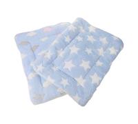 Lurrose Lot de 2 Tapis Chauffants pour Petits Animaux 30x40 Cm, Matelas de Couchage Épaissi et Lavable en Tissu Doux Bleu à Motifs Nuage et Étoile, pour Lapins, Hamsters et Cochons d'Inde