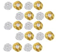 Lurrose Lot de 20 Bonnets de Teinture Capillaire en Feuille D'aluminium Réutilisables, 10 Dorés et 10 Argentés, Bonnets Élastiques pour Soin Profond des Cheveux, Accessoire Coiffure
