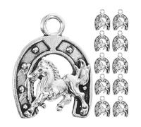 Lurrose Lot de 20 Breloques Western en Alliage Solide, Mini Fers à Cheval pour Fabrication de Bijoux, Porte-clés et Colliers, Accessoires Cowboy pour Loisirs Créatifs, Charms Argentés