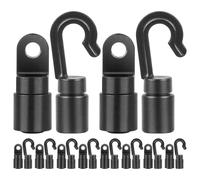 Lurrose Lot de 20 crochets à extrémité ouverte pour cordon élastique, crochet à trou rond pour kayak, accessoires de sports nautiques et de camping, filet de chargement noir