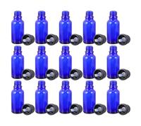 Lurrose Lot de 20 Flacons D’huiles Essentielles en Verre 15 Ml Réducteur D’orifice et Bouchon à Tête Large Bleu, Bouteilles Vides Pratiques pour Voyage et Échantillons Cosmétiques