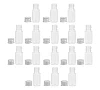 Lurrose Lot de 20 Pots de Voyage Cylindriques en Plastique Transparent de 10ml avec Couvercle en Aluminium, Rechargeables et Portables pour Soins Peau en Vacances