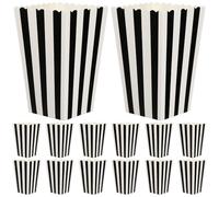 Lurrose Lot de 24 Boîtes de Pop-Corn en Carton Rayé, Pliables pour Rangement Facile, Contenants Pratiques pour Snacks, pour Fêtes, Cinéma et Mariages