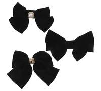 Lurrose Lot de 3 Barrettes à Cheveux en Velours Noir Nœud Comprendant 1 Barrette Simple Accessoires Légers et Antidérapants pour Femmes et Adolescentes pour Fêtes et Usage Quotidien