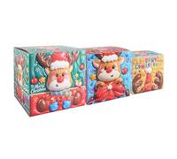 Lurrose Lot de 3 boîtes à dragées de Noël, 3 tailles empilables, boîtes à bonbons de Noël décoratives pour l'école, contenants pour cupcakes et biscuits pour la pâtisserie