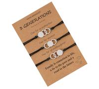 Lurrose Lot de 3 Bracelets Famille en Acier Inoxydable, Design Créatif Trois Cercles, Présent Fête des Mères et Thanksgiving, Assortis Grand-mère, Maman et Petite-fille, Accessoires