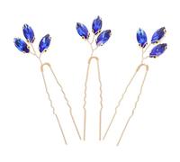 Lurrose Lot de 3 Épingles à Cheveux en Métal de U, Strass Scintillants Bleu Doré, Accessoire Coiffure Mariage, Maintien Sécurisé pour Chignon, Épingles à Cheveux pour Mariée