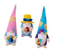 Lurrose Lot de 3 Gnomes D'été Décoratifs Plage Planche de Surf, Ballon de Plage et Glace, Figurines Décoratives Côtières pour Maison et Bureau, Décoration Festive Estivale Stable