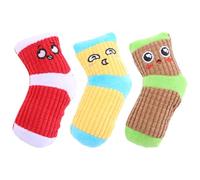 Lurrose Lot de 3 Jouets pour Chien à Mâcher Couineurs en Peluche Résistants aux Morsures, Chaussettes Colorées, Interactif pour Chiots et Chiens à Domicile