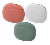 Lurrose Lot de 3 Pochettes de Rangement en Silicone Souple pour Câbles et Écouteurs, Organiseurs Compacts et Légers, Taille Petite, Couleurs Gris Calme, Vert Bambou et Rouge Miellé,
