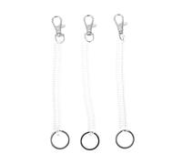 Lurrose Lot de 3 Porte-clés à Ressort en Plastique Blanc Corde Extensible et Clip, pour Paquet et Clés en Extérieur, Anti-perte et Pratique