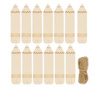 Lurrose Lot de 30 Marque-pages en Bois Non Peint de Crayon Corde en Jute 15 M, Marque-pages Vierges pour Loisirs Créatifs et Décoration Diy, Accessoires Bureau Polyvalents