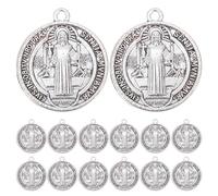 Lurrose Lot de 30 Pendentifs Croix de Saint Benoît en Métal Argenté Oxydé Médailles Sacramentelles Catholiques pour Chapelet Bracelet et Collier Breloques Religieuses Vintage pour