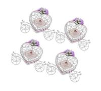 Lurrose Lot de 4 Boîtes à Bonbons en Métal Forme de Carrosse Citrouille Violet, Centre de Table Décoratif Romantique pour Mariage, Boîte de Rangement pour Chocolats, Décoration Fête
