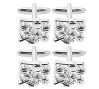 Lurrose Lot de 4 boutons de manchette batterie - Boutons de manchette batterie tendance pour homme - de musicien uniques en alliage - Accessoires de mode pour chemises de garçons d'honneur,