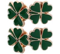 Lurrose Lot de 4 Broches Trèfle Émail Vintage pour Femmes, Épingles Décoratives Alliage Résistantes la Décoloration, Accessoires Saint-patrick, Présents Fête Élégants et Polyvalents