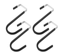 Lurrose Lot de 4 Crochets de Porte Noirs en Acier Inoxydable, Larges 4,5 Cm, Revêtement Caoutchouc Antirayures, Cintres Suspendus Polyvalents pour Serviettes, Manteaux et Couronnes,