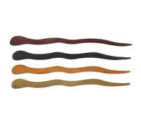 Lurrose Lot de 4 Épingles à Cheveux Chinoises en Bois de Santal, Assortiment Couleurs Noir, Naturel, Café Foncé et Vert Bois, pour Chignons et Coiffures Longues, Accessoires Capillaires
