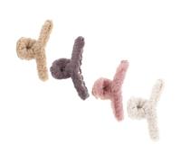 Lurrose Lot de 4 Grandes Pinces à Cheveux en Peluche Mixte, Accessoires Doux pour Coiffure, Barrette en Peluche Simple, Outils Pratiques pour Fixer Cheveux Longs et Couleur Aléatoire