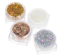 Lurrose Lot de 4 Paillettes Gel Pailleté Maquillage Visage et Corps, 4 Teintes Laser, sans Colle, pour Festivals, Concerts et Spectacles, Accessoires Cosmétiques Scintillants