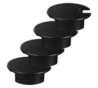 Lurrose Lot de 4 Passe-Câbles Noirs pour Bureau 35 MM Cache-Trous en Plastique Œillets en Laiton Gestion des Câbles pour Table d'Ordinateur et Mobilier de Bureau Organisation Filaire