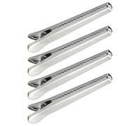 Lurrose Lot de 4 Pinces de Fermeture Alimentaire en Acier Inoxydable, Clips D’étanchéité pour Sachets, Grosse Taille, Scelleuse pour Aliments Frais, Conservation des Paquet de Goûter,