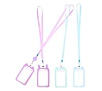 Lurrose Lot de 4 Porte-badges en Silicone Cartoon avec Cordon, Protection pour Cartes D'identité et Badges, Format Petit, Couleurs Mixtes, Étui Pratique pour Usage Couleur Aléatoire