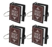 Lurrose Lot de 4 Porte-Clés Bibliques Textes Religieux en Version Anglaise Miniatures pour Fêtes de Naissance