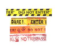 Lurrose Lot de 4 rubans de signalisation d'Halloween - 6 m x 7,6 cm - Bande d'avertissement effrayante « Ne pas entrer » - Ruban barrière « Entrez si vous l'osez » pour l'entrée
