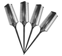 Lurrose Lot de 4 Set de Set de Brosses de Coloration pour Cheveux en Plastique Noir Double Face et Poils Courts, Applicateur de Teinture pour Coiffure et Mise à Domicile ou Salon