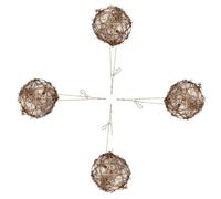 Lurrose Lot de 4 Supports Sphériques en Rotin pour Nidification D’Oiseaux Panier de Nidification pour Colibris 9-10 Cm Accessoires Jardin Extérieurs Résistants Vent la Pluie