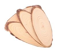 Lurrose Lot de 4 tranches de bois naturel ovales - Pièces de bois naturel non avec écorce - Tranches de bois artisanales ovales pour tables de Noël, centres de table et sous-verres