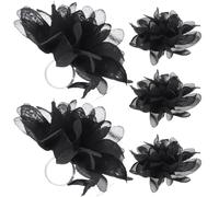 Lurrose Lot de 5 Bagues Fleurs en Soie Noire 8 Cm Diamètre, Supports Réglables, Accessoires de Danse pour Femmes, Bijoux Décoratifs pour Spectacles et Fêtes