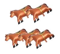 Lurrose Lot de 5 Ballons en Aluminium Forme Cheval Debout Marron, Décoration Fête Anniversaire Western et Mariage, Réutilisable, pour Décorations Équestres et Fêtes à Thème