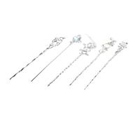 Lurrose Lot de 5 Épingles à Cheveux Décoratives en Alliage Argenté Forme Lune et Étoile, Confortables à Porter, Style Vintage Asiatique Romantique pour Mariages