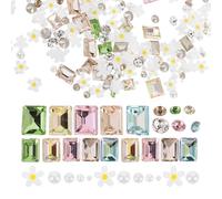 Lurrose Lot de 5 perles et strass pour nail art - Fleurs de marguerite, breloques en perles et strass pour le printemps et l'été, fournitures pour décorations d'ongles et loisirs créatifs