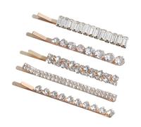 Lurrose Lot de 5 Pinces à Cheveux Strass en Métal Doré, Barrette Chic et Élégante pour Décorer Coiffures, Accessoire Bijou pour Mariage et Usage Quotidien