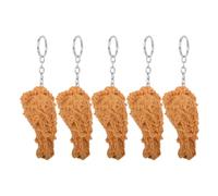 Lurrose Lot de 5 porte-clés en forme de cuisse de poulet frit, pendentif en forme de faux aliment, breloque réaliste, pour sac de fournitures de fête