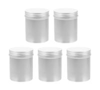 Lurrose Lot de 5 Pots en Aluminium 80ml sans Filetage 50x65mm, Boîtes Multifonctions pour Cire Capillaire et Thé en Vrac, Boîtes de Rangement Hermétiques pour Conservation Aliments, Usage