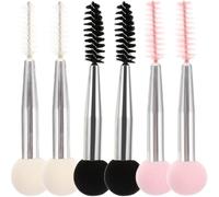 Lurrose Lot de 6 Applicateurs de Maquillage Double Tête, Éponges Sourcils et Cils, Couleurs Rose Blanc Noir, Kit Polyvalent pour Maquillage Yeux et Sourcils, Accessoires Beauté Pratiques