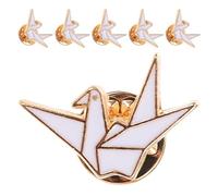 Lurrose Lot de 6 Broches Origami en Alliage de Zinc Blanc Fermoir Sécurisé, Décoration Polyvalente pour Paquet et Vêtements, Design Unique et Ludique pour Femmes
