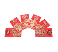 Lurrose Lot de 6 Enveloppes Rouges du Nouvel An Chinois en Papier Épais Motif Zodiaque Dragon 2024 Grosse Taille Décoratives pour Présents
