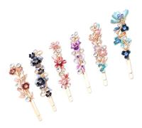 Lurrose Lot de 6 Épingles à Cheveux en Alliage à Strass, Pinces Fleuries Vintage Multicolores, Accessoires pour Coiffure Femme et Fille, pour Mariage, Anniversaire et Usage Quotidien