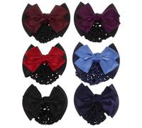 Lurrose Lot De 6 Filets À Chignon Avec Nœud Barrette Filet À Cheveux Élastique Snood Cheveux Pour Femme Accessoire De Coiffure Pour Bureau Travail Fête 12.00 X 8.00 X 2.00 Cm