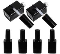 Lurrose Lot de 6 Flacons en Verre pour Vernis à Ongles Gel, Rechargeables 15 Ml, Forme Carrée, Pinceau Intégré, Couleur Noire, Petits Flacons Pratiques pour Manucure et Voyage, Étanches