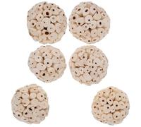 Lurrose Lot de 6 Jouets à Mâcher Naturels pour Hamsters et Écureuils, Balle Douce Comestible en Bois pour Soin Dentaire et Meulage des Dents, pour Petits Animaux