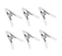 Lurrose Lot de 6 Pinces à Ressort 10 Cm en Métal Nickelé Blanc, Serrage-joints Robustes avec Revêtement Anti-rayures pour Travail du Bois, Artisanat et Fixation de Tissus Délicats
