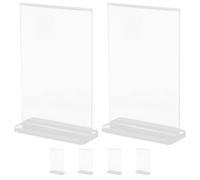 Lurrose Lot de 6 Porte-panneaux Inclinés en Acrylique Transparent 9x12,8 Cm, Présentoirs à Menus Double Face Stables pour Support de Table, Affichage Professionnel Polyvalent