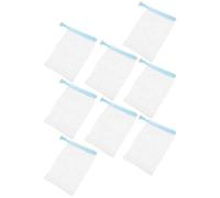 Lurrose Lot de 8 Filets Moussants Visage en Maille Exfoliante, Poche en Filet Bleu Clair Cordon et Attaches en Alliage, Sachets de Savonnette Pratiques pour Soin et Nettoyage Visage